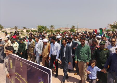 راهپیمایی روز قدس با حضور پرشکوه مردم در ابوموسی برگزار شد.
